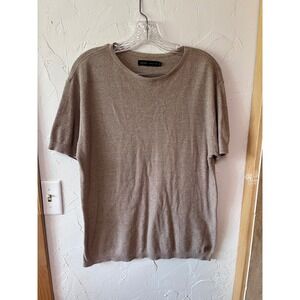 Armadillo RJ Est 1995 Mens Short Sleeve Knit Sweater Taupe Brown Textured Size M
